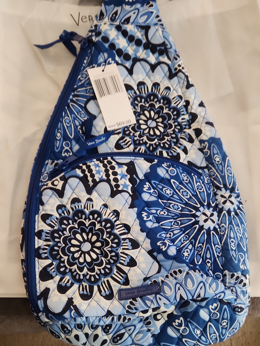 Vera Bradley Blue Star Medallion Sling Backpack
